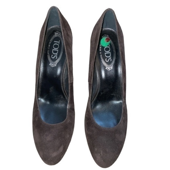 TODS Suede Brown Wedge Pump - Picture 2 of 4